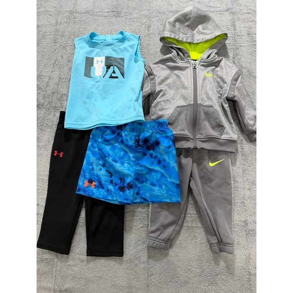 Nike Other - Nike Under Armour Kids 12M Activewear Bundle Tracksuit Hoodie Pants Shirt 5pc